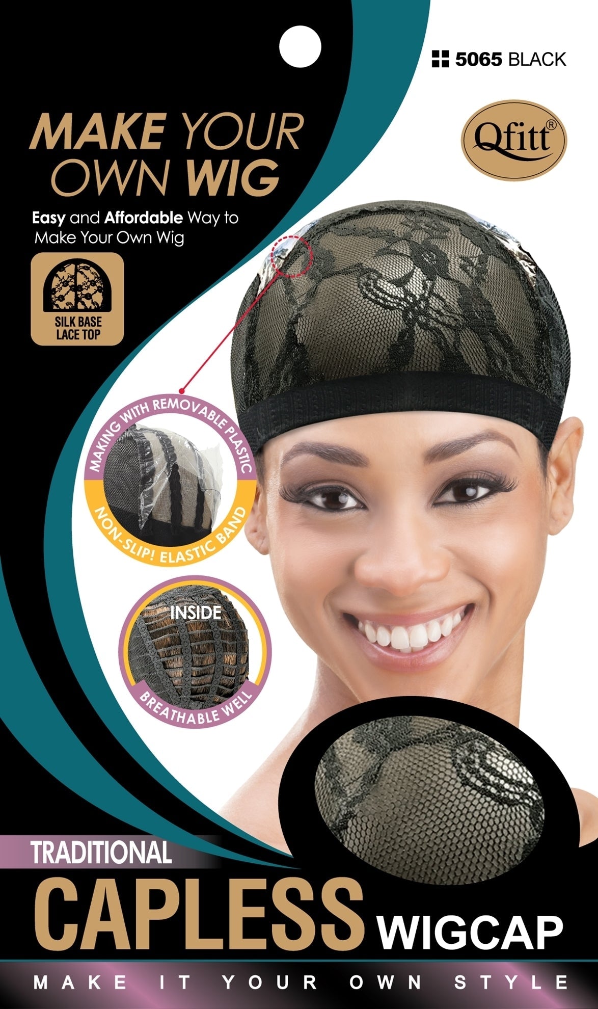 Qfitt Traditional Capless Wig Cap # 5065 Black