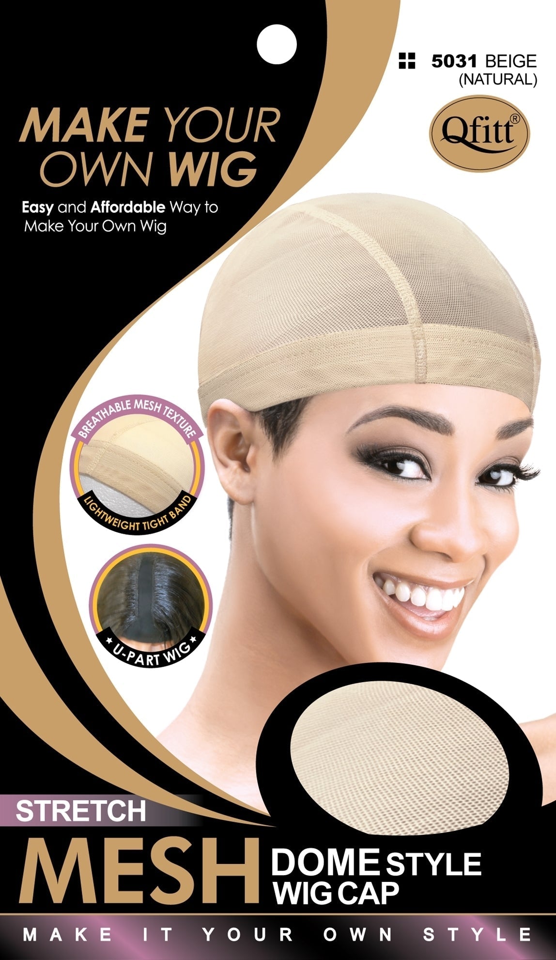Qfitt Stretch Mesh Dome Style Wig Cap #5031 Beige - Dollar Deals