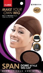 Qfitt Spandex Dome Style X-Large Wig Cap #5128 Brown
