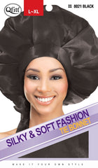 Qfitt Silky & Soft Satin Fashion Tie Bonnet #8021 Black