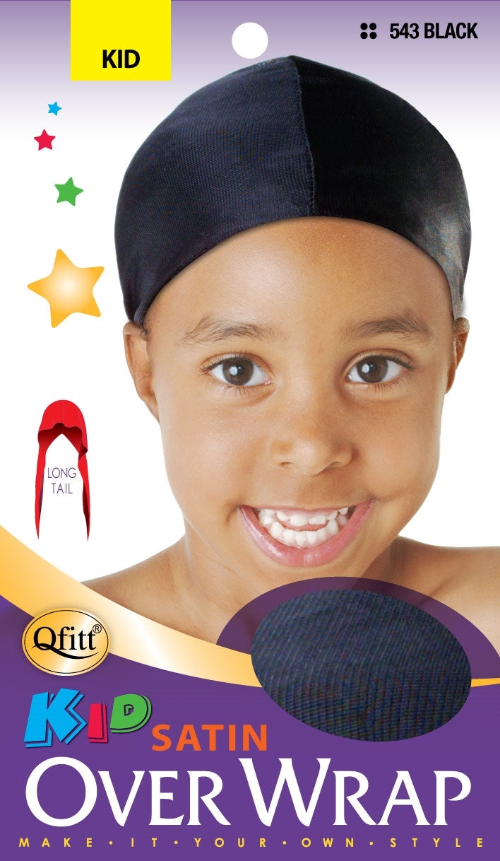 Qfitt Kids Satin OverWrap DuRag #543 Black