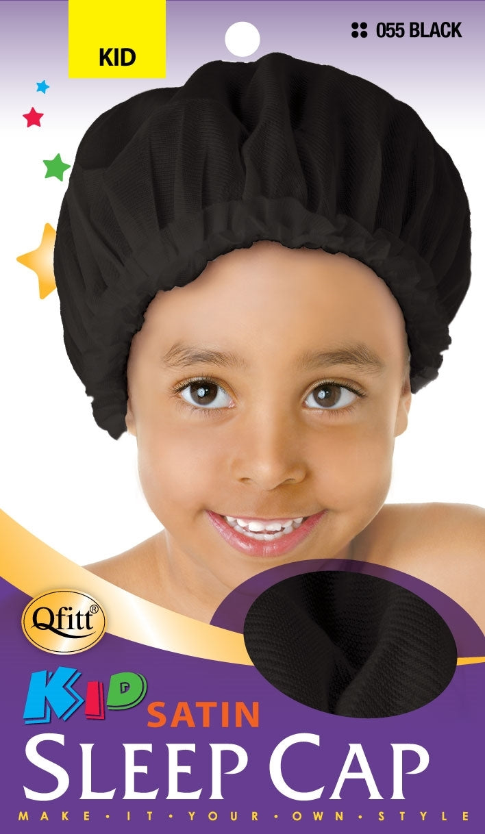 Qfitt Kids Satin Sleep Cap #055 Black