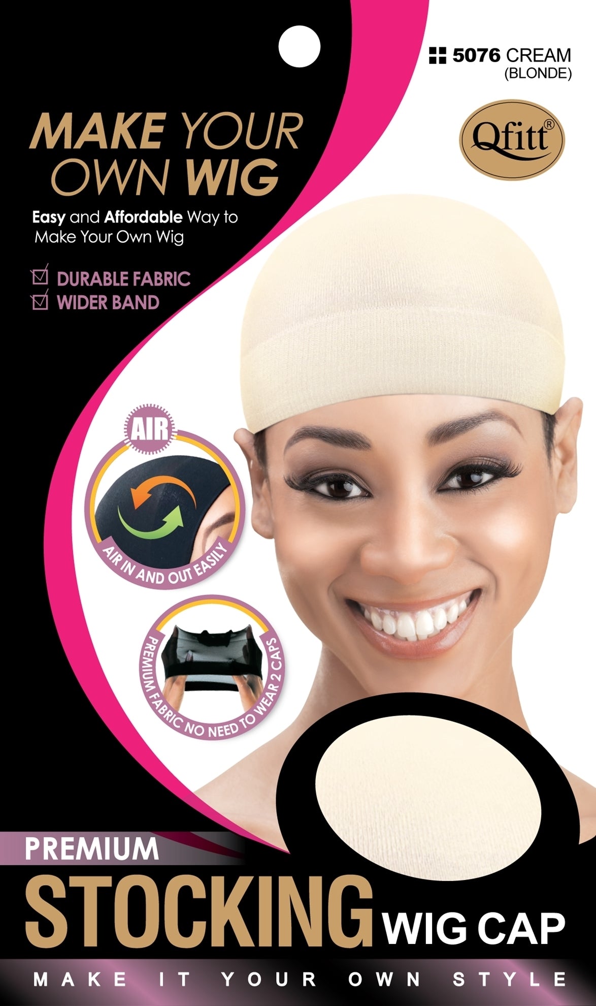 Qfitt Premium Stocking Wig Cap #5076 Cream