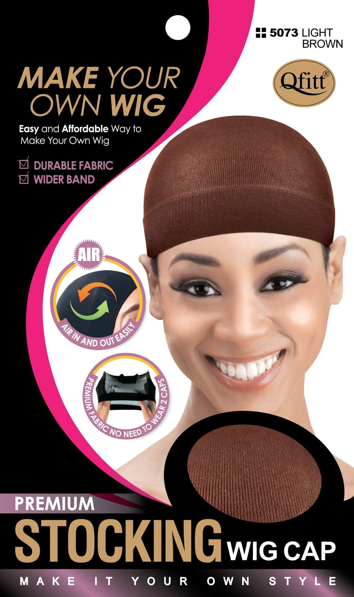 Qfitt Premium Stocking Wig Cap #5073 Light Brown
