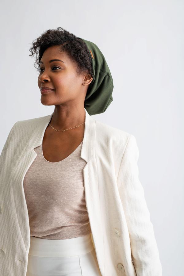 Grace Eleyae Adjustable Slap | Satin-Lined Cap - Olive