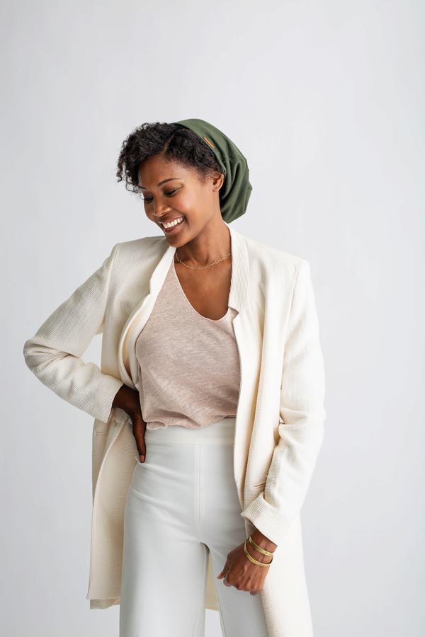 Grace Eleyae Adjustable Slap | Satin-Lined Cap - Olive