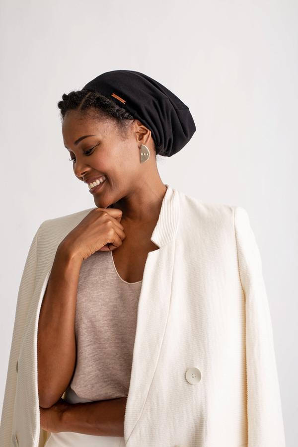 Grace Eleyae Adjustable Slap | Satin-Lined Cap - Black