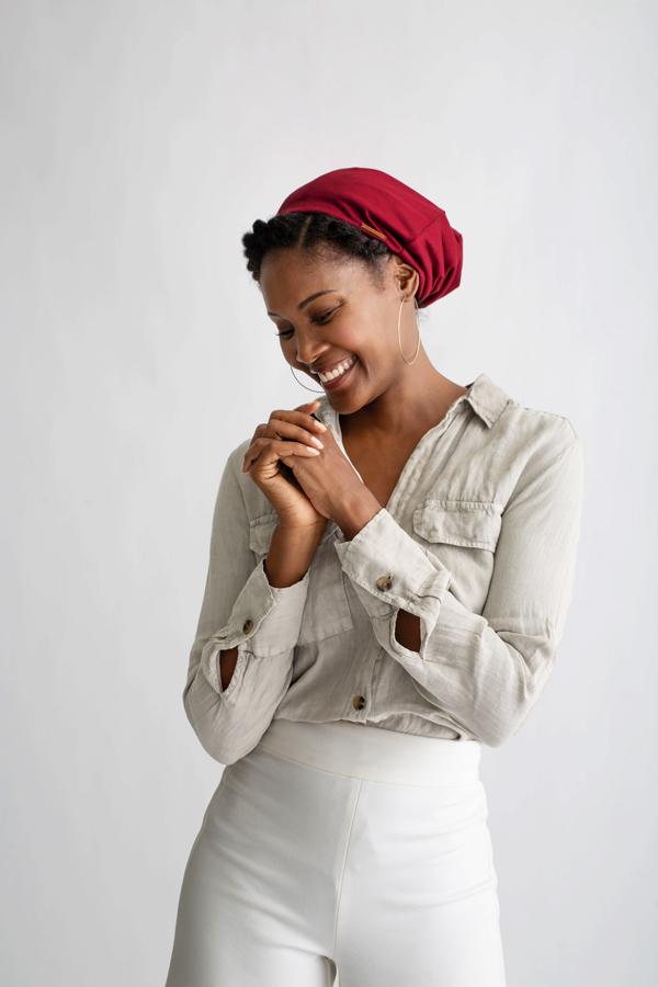 Grace Eleyae Adjustable Slap | Satin-Lined Cap - Wine Red