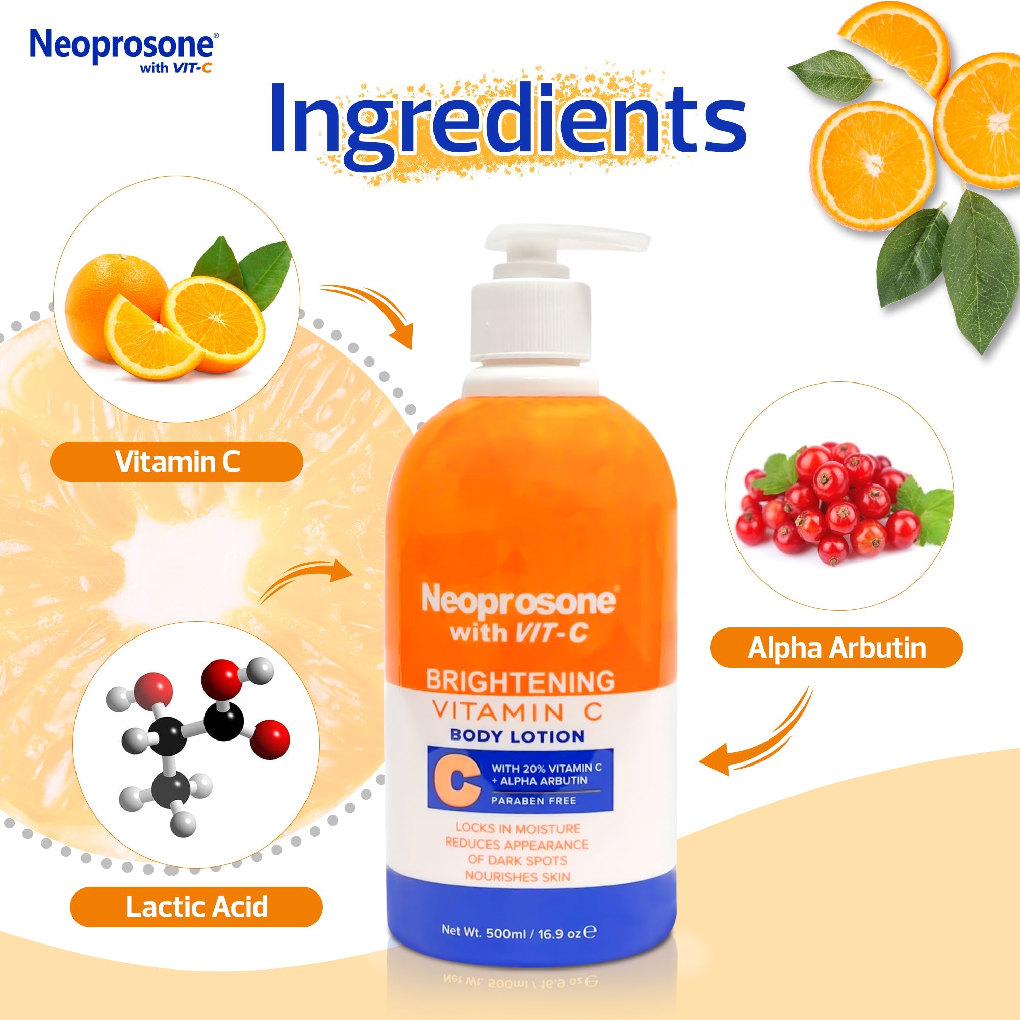 Neoprosone Brightening Body Lotion w/ Vitamin "C" (with pump) 500ml