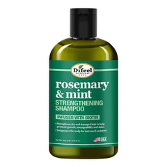 Difeel rosemary & mint strengthening shampoo bottle on a white background