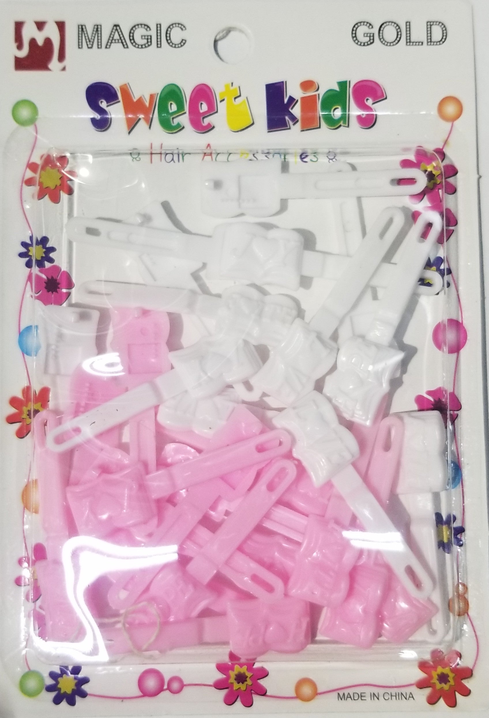 Sweet Kids Hair Barrettes - English Book Pink & White #5104WPK