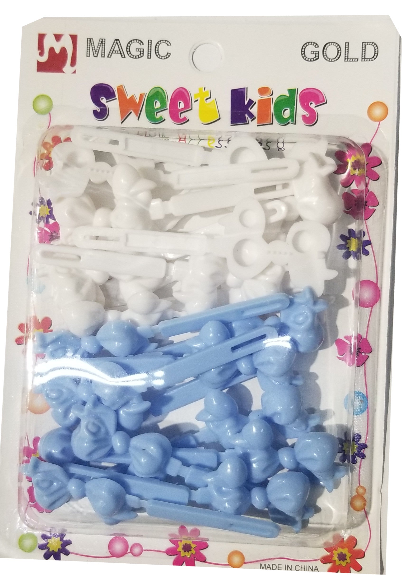 Sweet Kids Hair Barrettes - Bowknot Light Blue & White #5122WLB