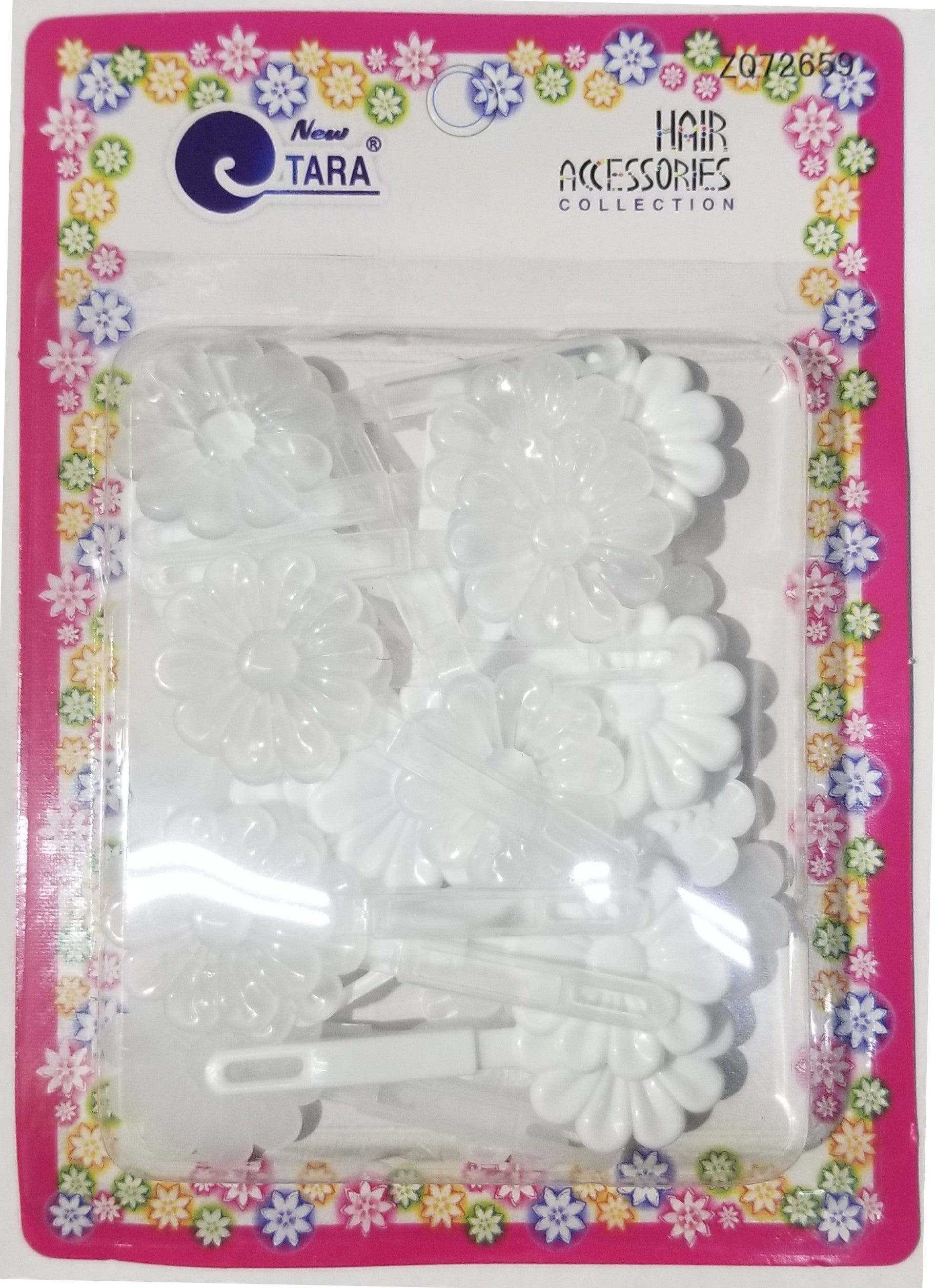 Tara Hair Barrettes - Flowers White & Clear #ZQ72659