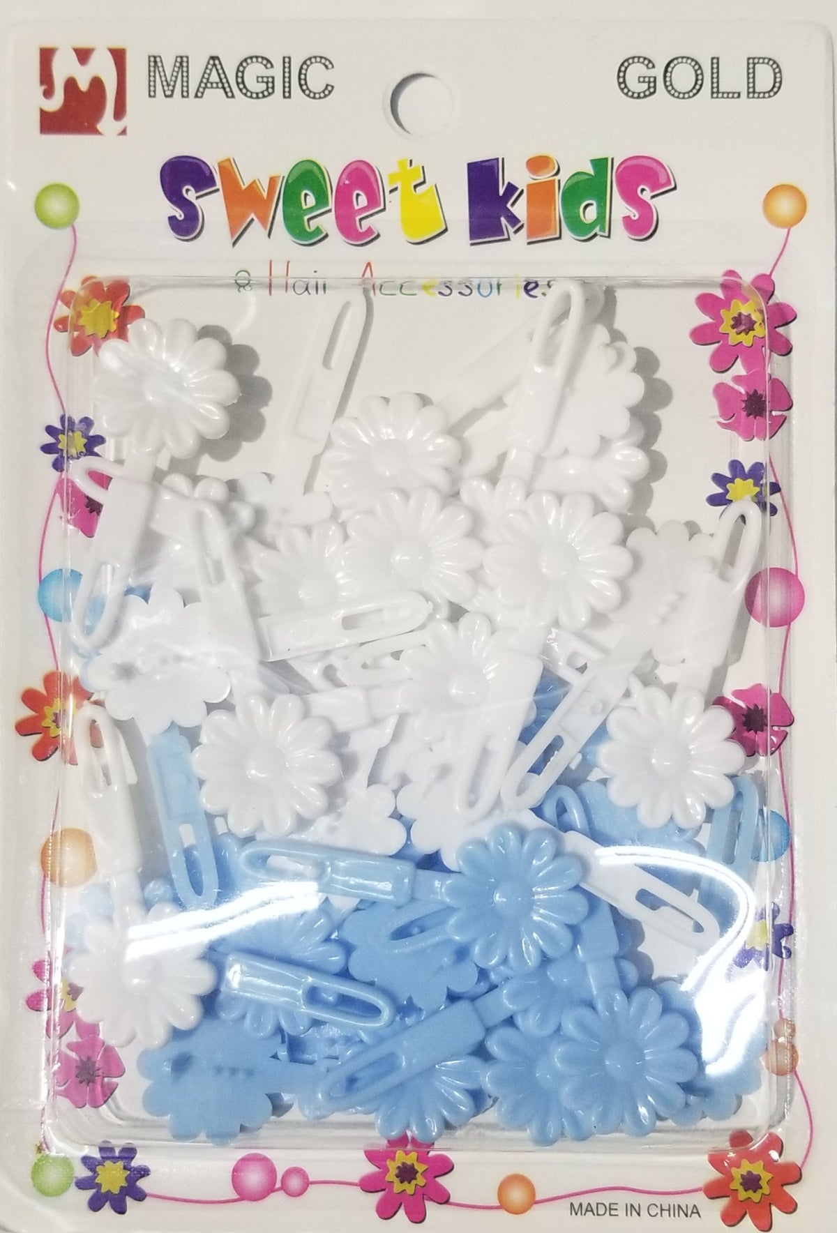 Sweet Kids Hair Barrettes - Small Daisy Light Blue & White #5099