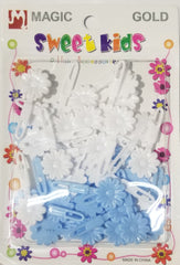 Sweet Kids Hair Barrettes - Small Daisy Light Blue & White #5099