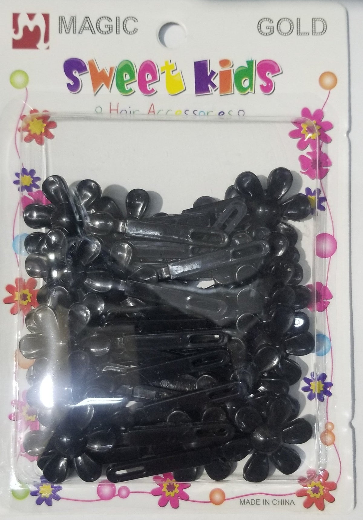 Sweet Kids Hair Barrettes - Flowers Black #5136BK