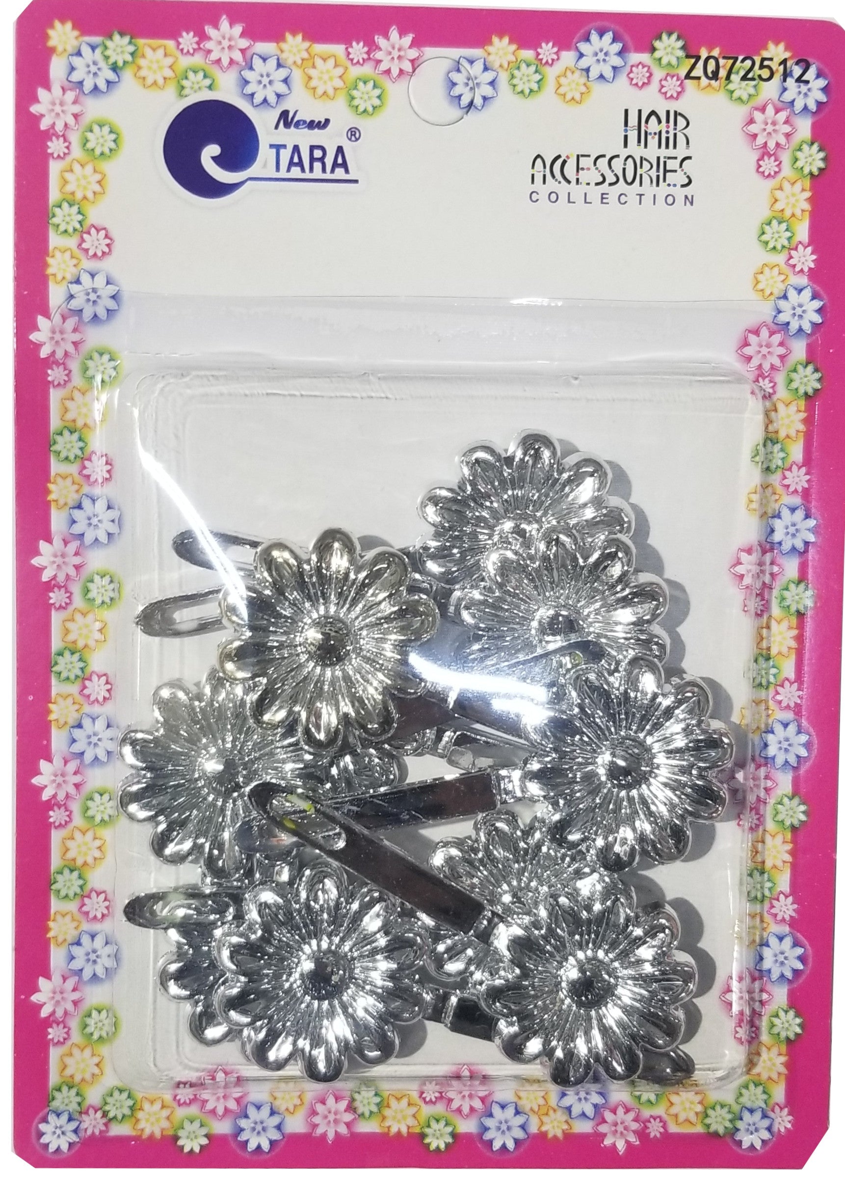 Tara Hair Barrettes - Flowers Silver #ZQ72512