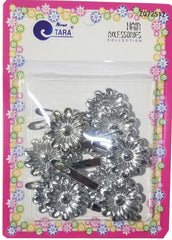 Tara Hair Barrettes - Flowers Silver #ZQ72512
