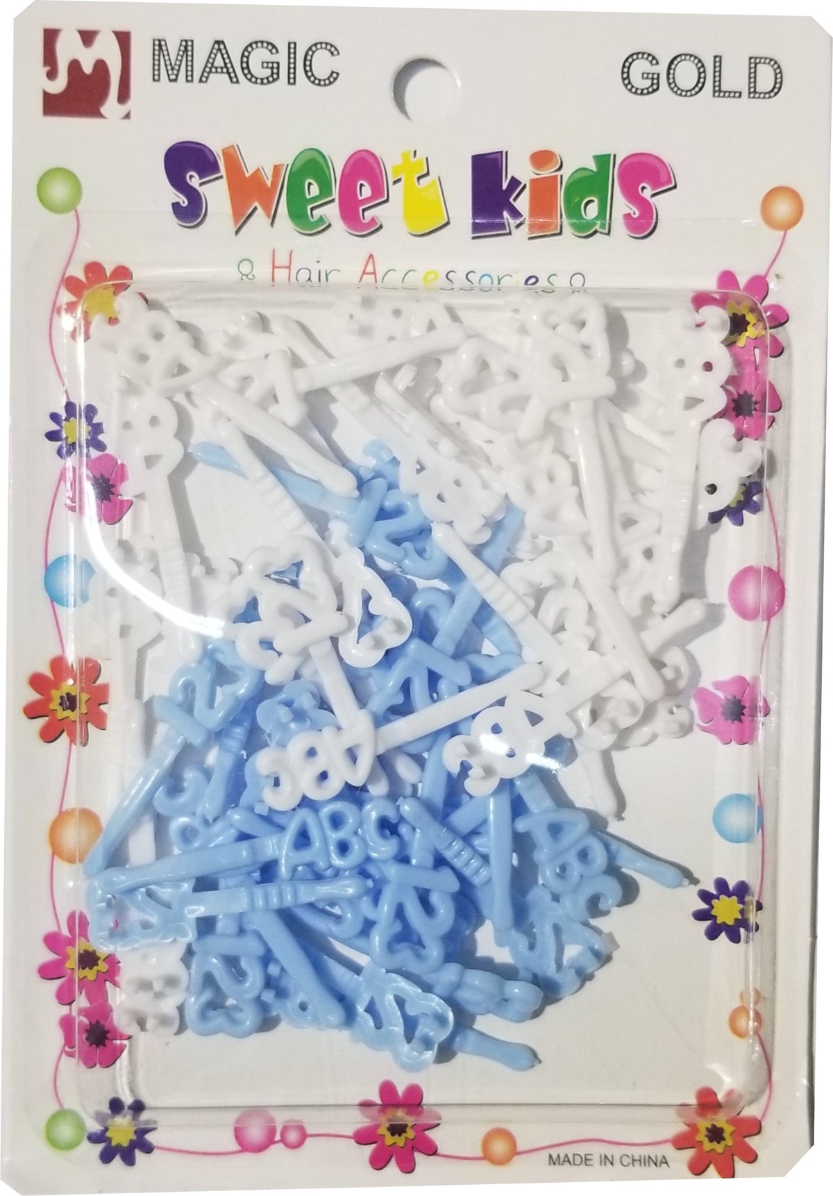 Sweet Kids Hair Barrettes - ABC & 123 Light Blue & White #5093WLB