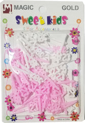 Sweet Kids Hair Barrettes - ABC & 123 White & Pink #5192WPK