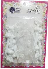 Tara Hair Barrettes - Ribbons White & Clear #ZQ9034