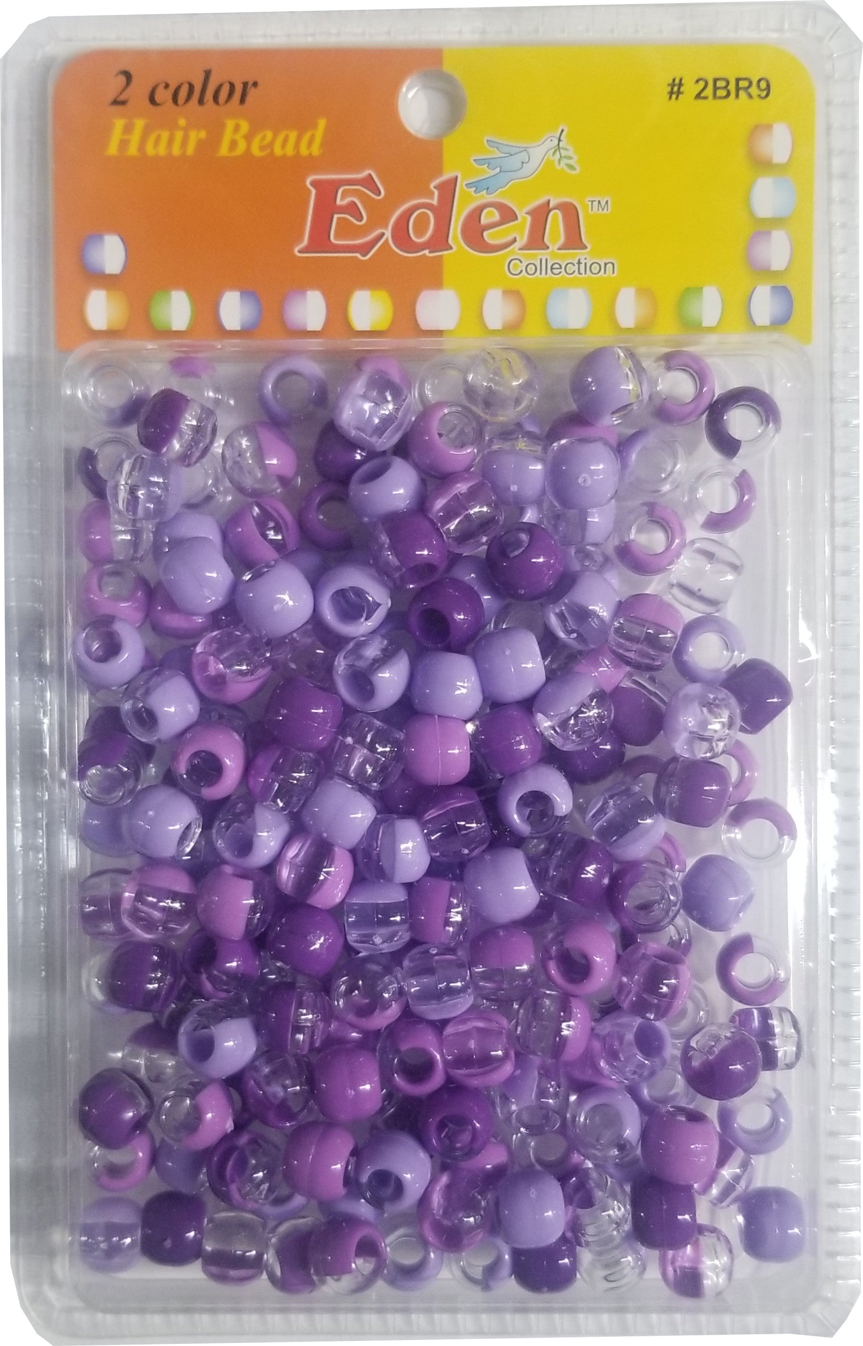 Eden Hair Beads Jumbo Pack - 2 Color Clear & Purple Mix # BR89C/PUR6