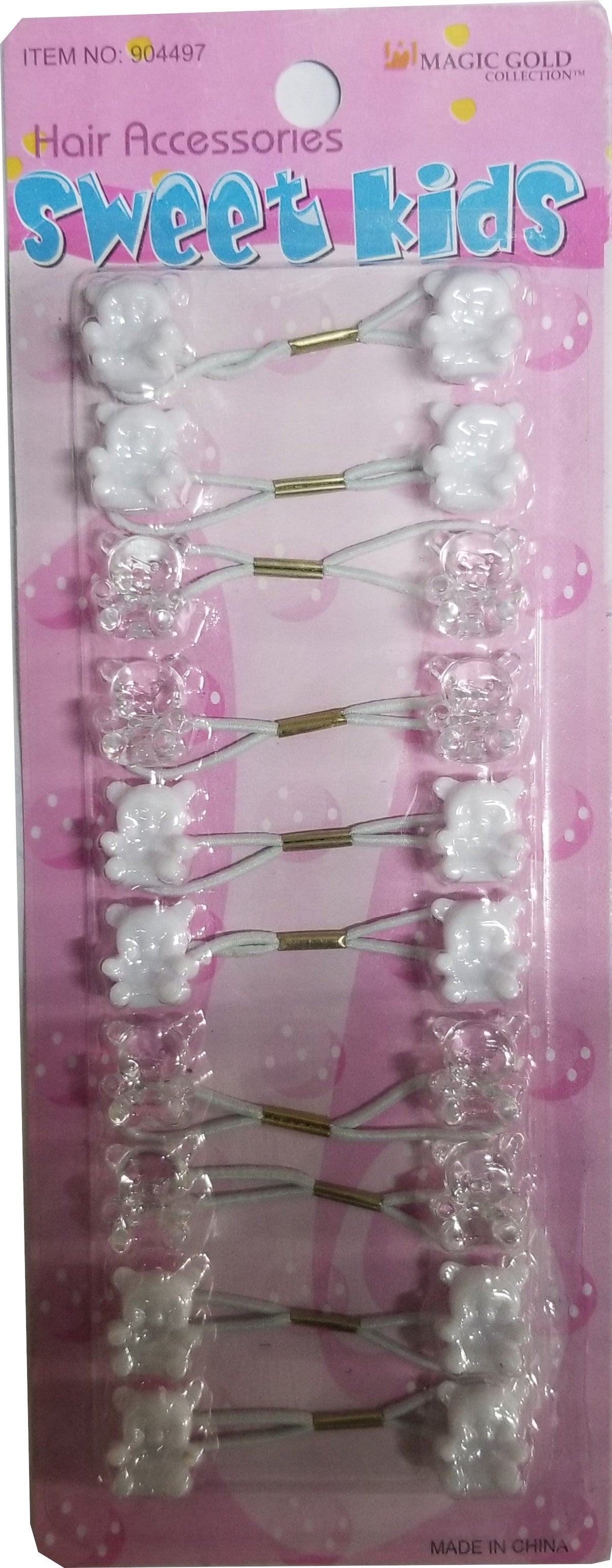 Sweet Kids Hair Baubles - Bear Clear & White #BR6