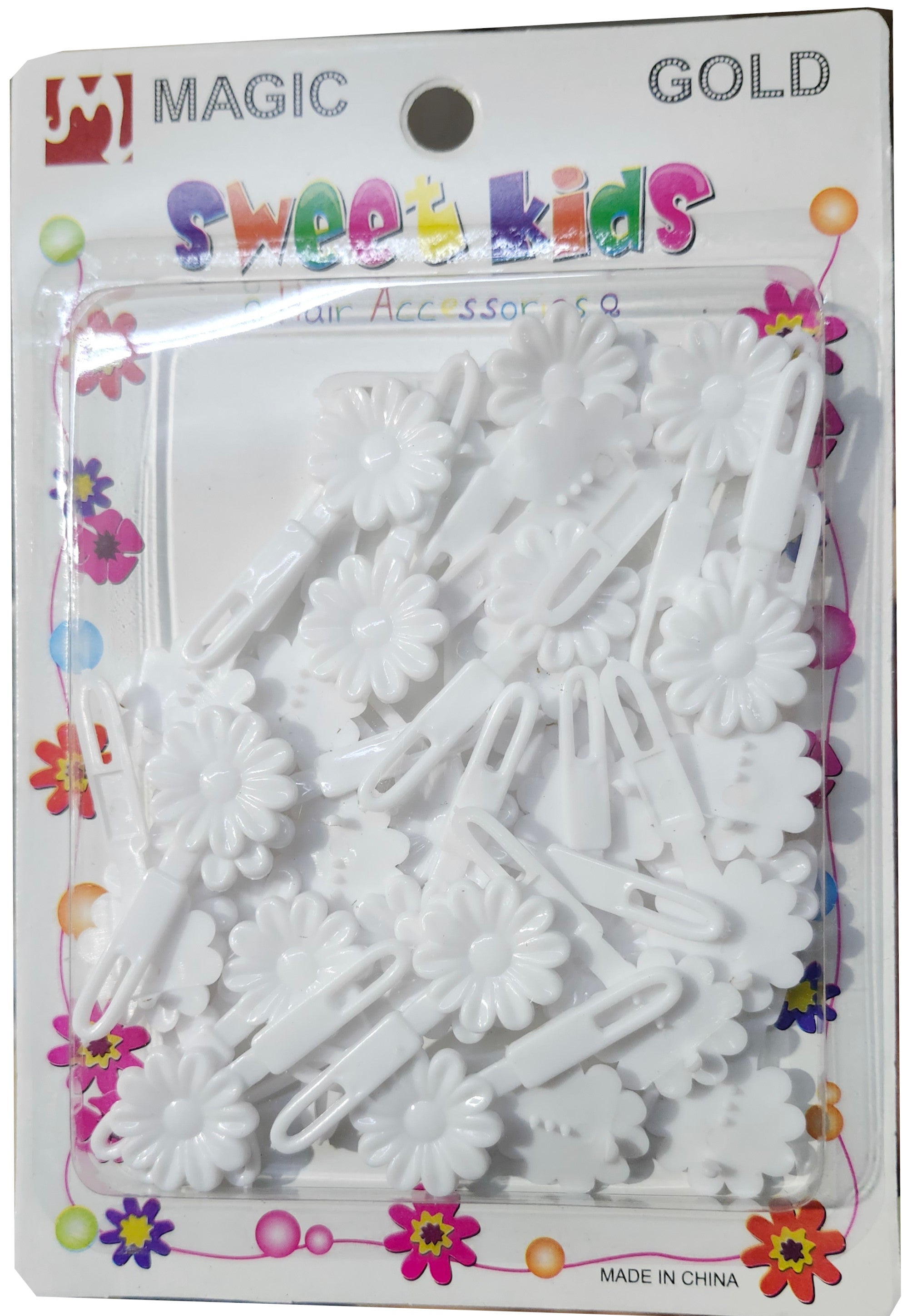 Sweet Kids Hair Barrettes - Mini Flowers White