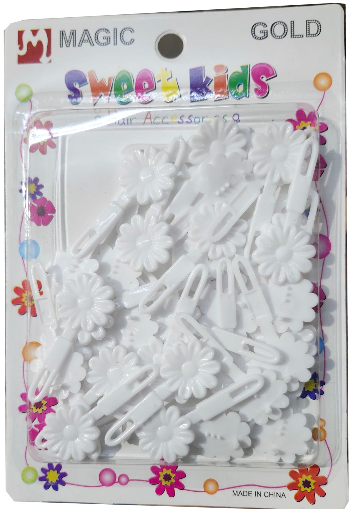 Sweet Kids Hair Barrettes - Mini Flowers White