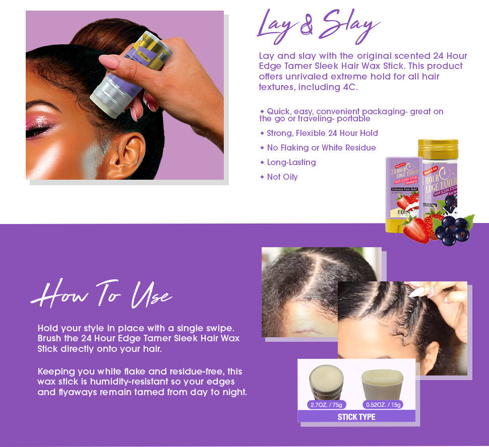 EBIN 24 Hour Edge Tamer Hair Sleek Wax Stick - Mango