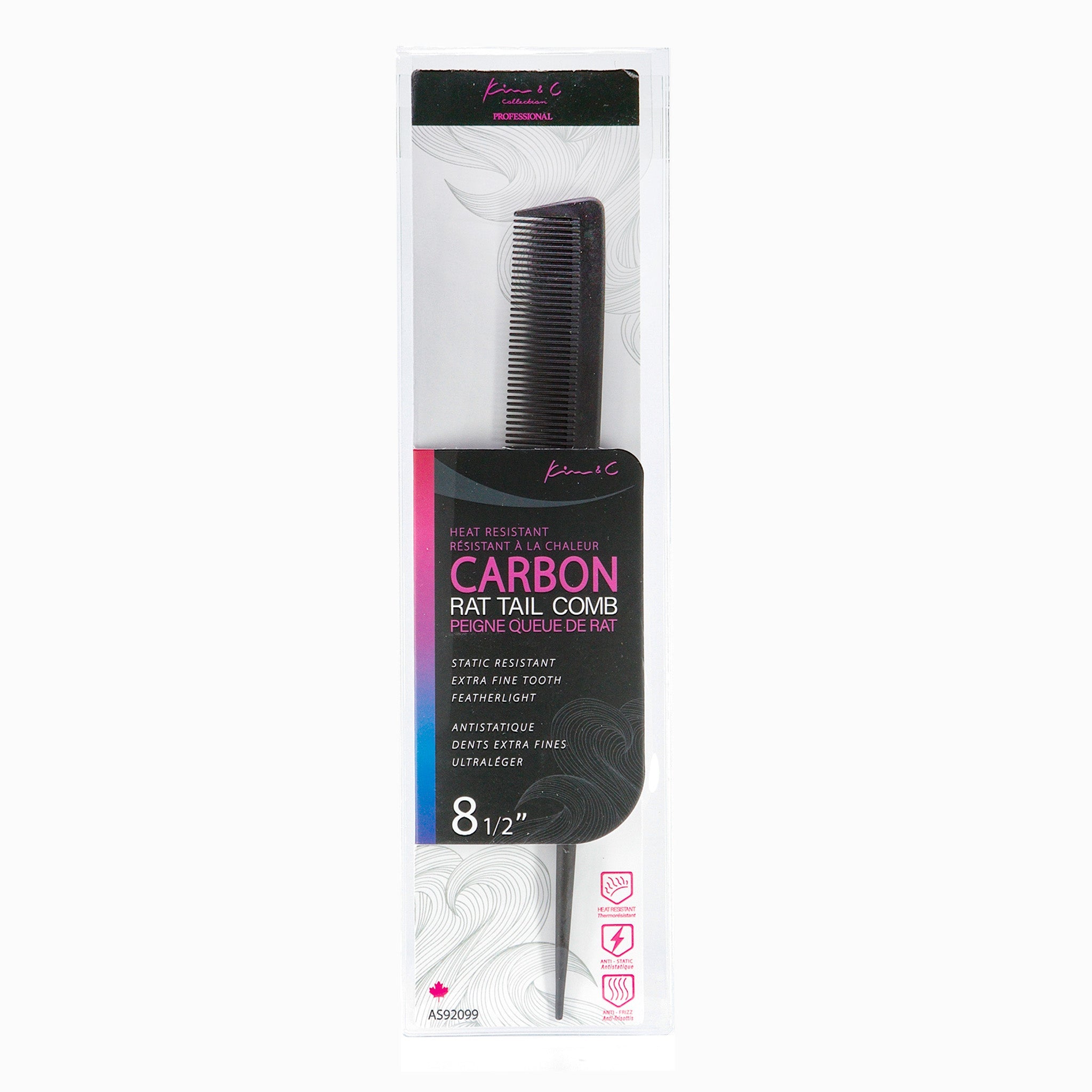 Kim & C Carbon Rat Tail Comb 8 1/2 inch
