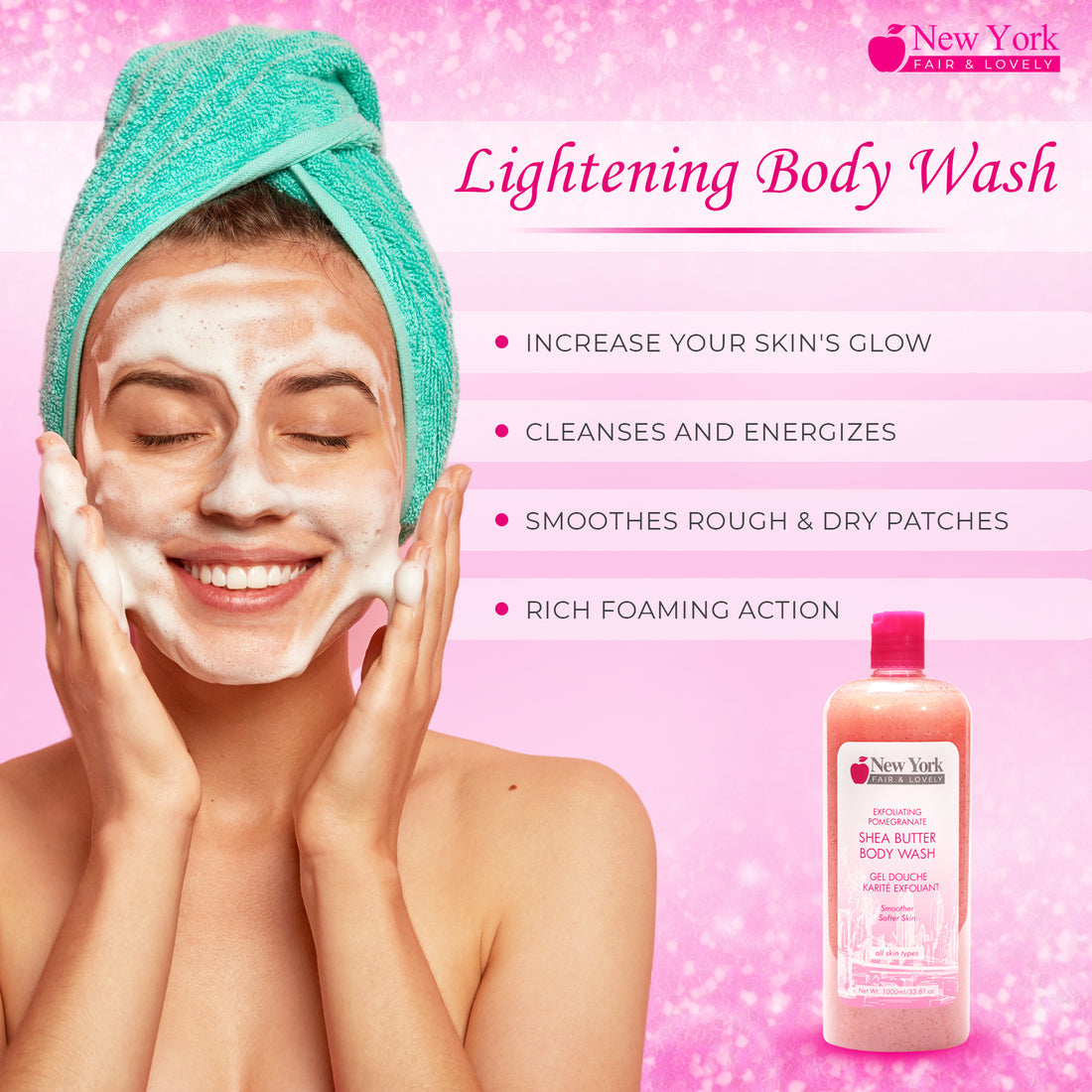 New York Fair & Lovely Exfoliating Pomegranate Shea Butter Body Wash