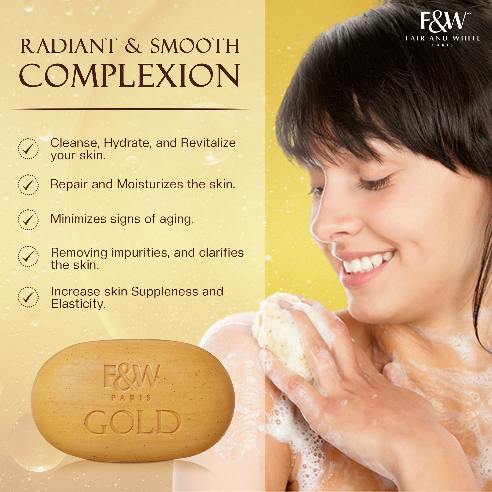 Fair And White Gold Satin Exfoliating Soap 200g