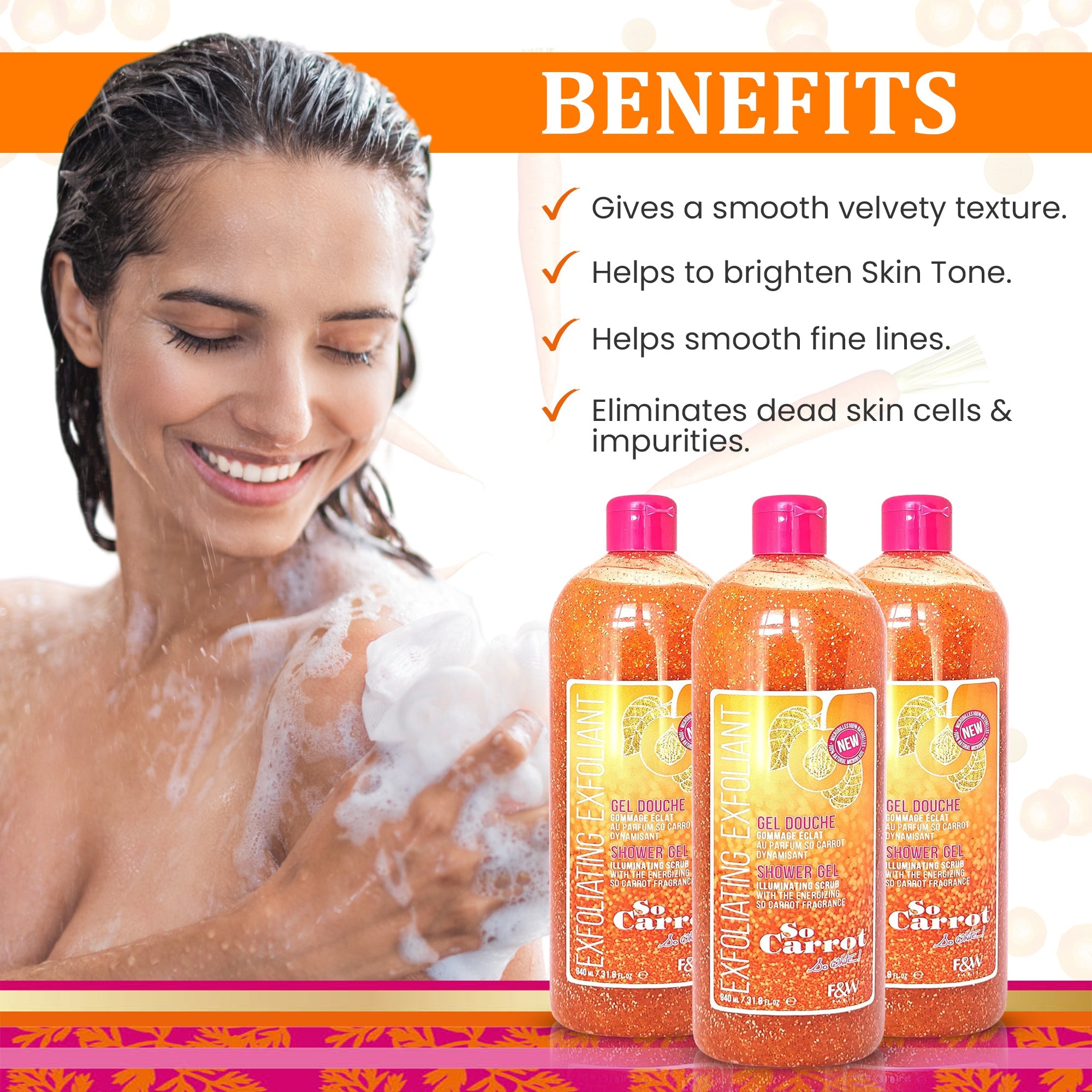 Fair and White So Carrot  Exfoliating Shower Gel 940 ml