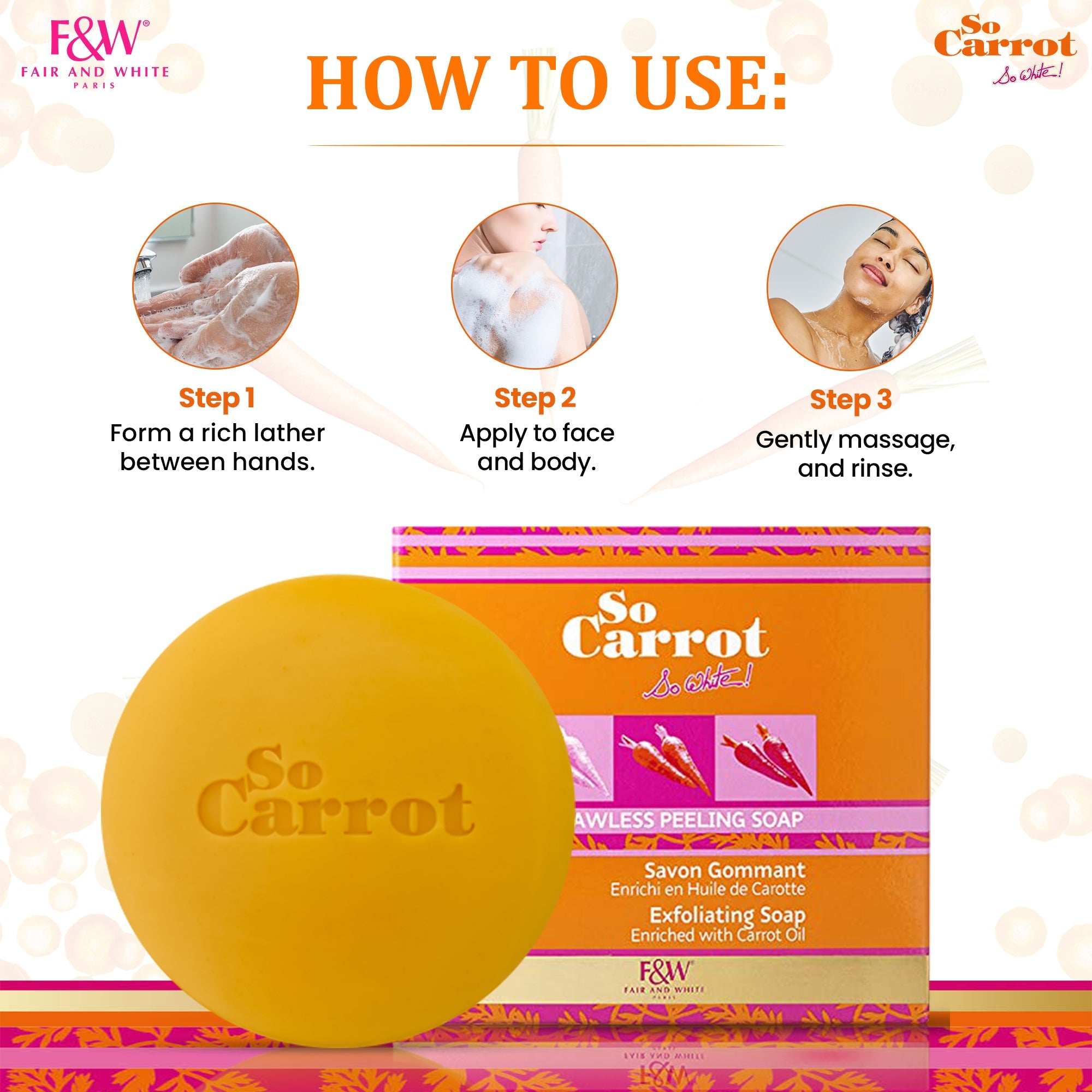 Fair and White So Carrot Flawless Peeling Soap 200gr