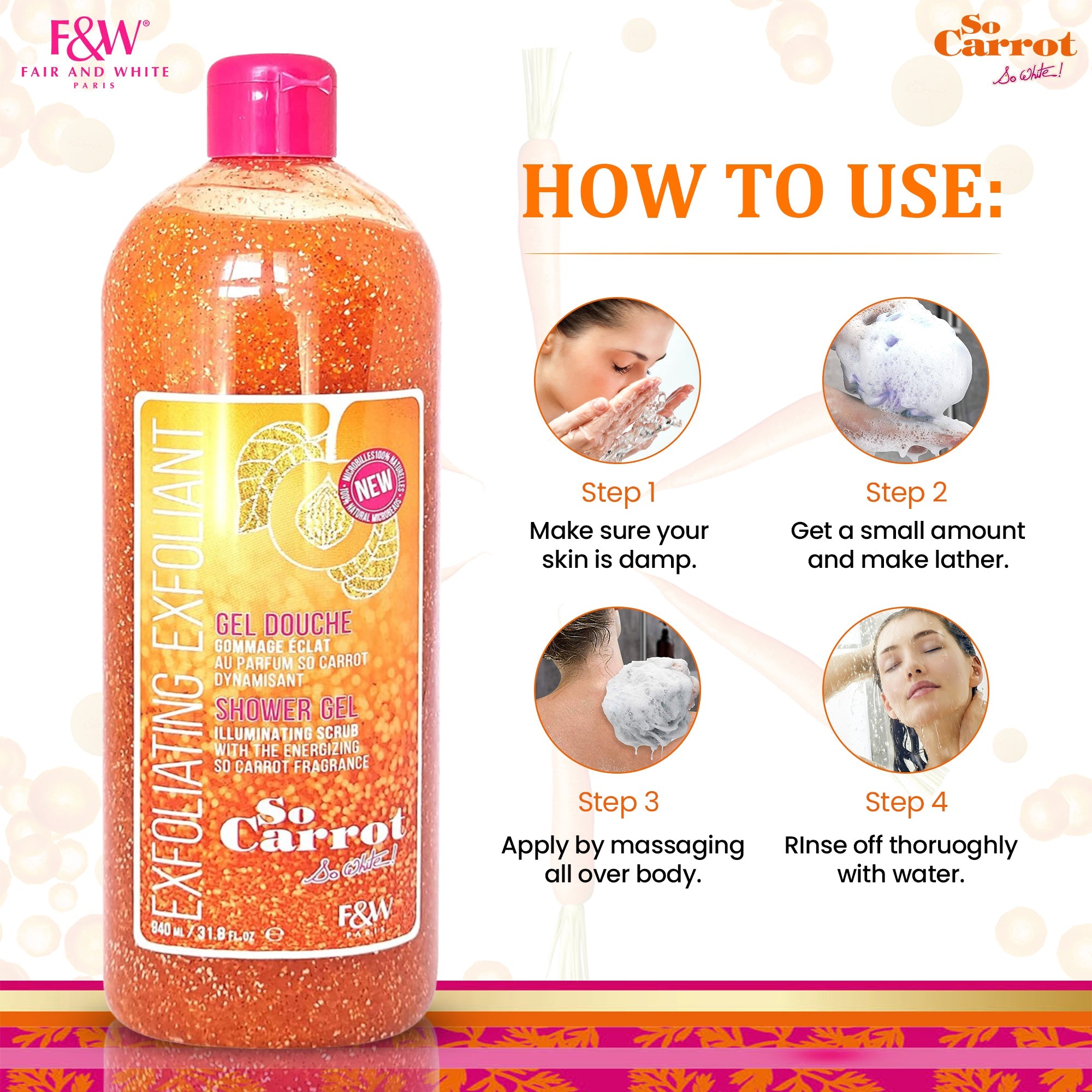 Fair and White So Carrot  Exfoliating Shower Gel 940 ml