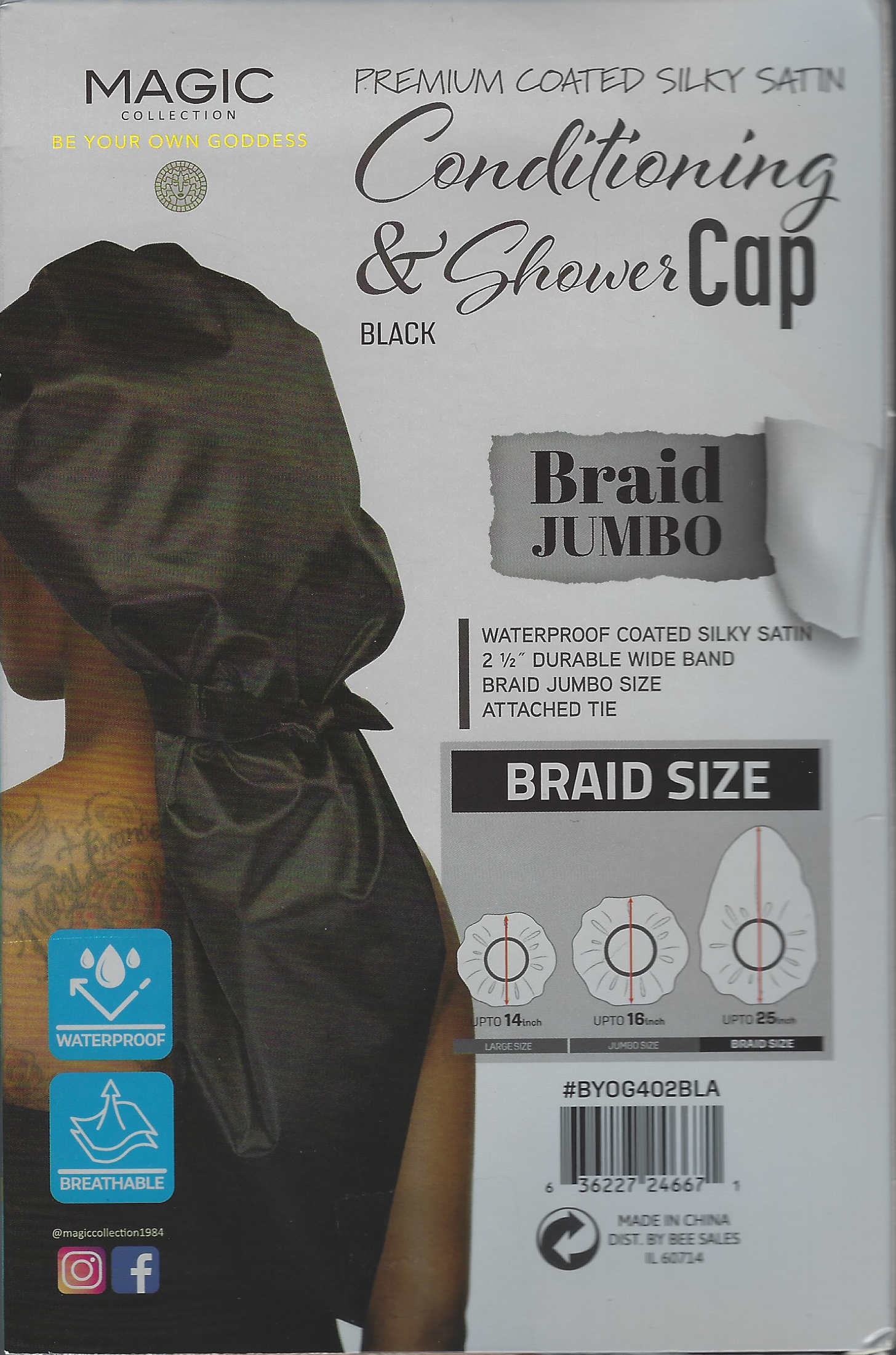 Magic Collection Braid Conditioning & Shower Cap #BYOG402BLA Black
