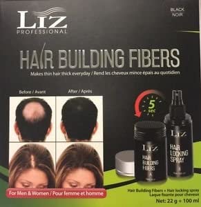 Liz Professional Hair Building Fibers & Locking Spray - Black