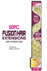 Magic Gold Remy 100% Human Fusion Hair Extensions Body Curly 18" 50pcs