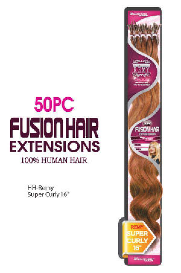 Magic Gold Remy 100% Human Fusion Hair Extensions Super Curly 16" 50pcs