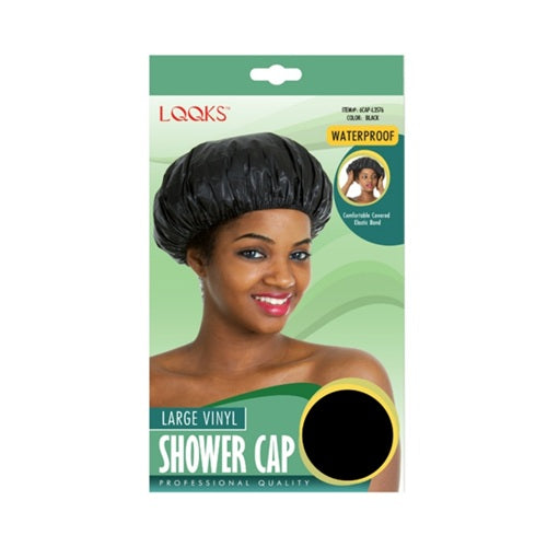 LQQKS waterproof large black vinyl shower cap, 6CAP-L3576 image 0