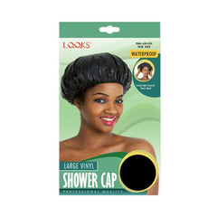 LQQKS waterproof large black vinyl shower cap, 6CAP-L3576 image 0