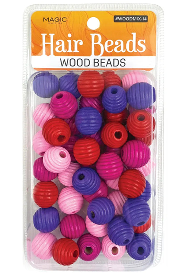 Magic Collection Hair Beads Wood Beads - Round Spiral #WOODMIX14