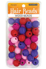 Magic Collection Hair Beads Wood Beads - Round Spiral #WOODMIX14