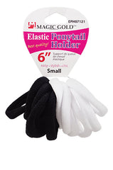 Magic Gold Black & White Ponytail Holder 6" #EPH07121