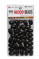 Magic Gold Mix Wood Beads - Black #MG07371