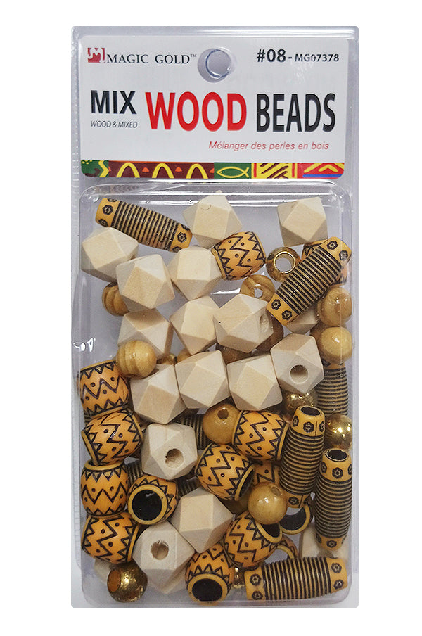 Magic Gold Mix Wood Beads - Assorted #8 #MG07378