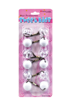 Sweet Kids Hair Baubles - Round #XL10 Clear & White
