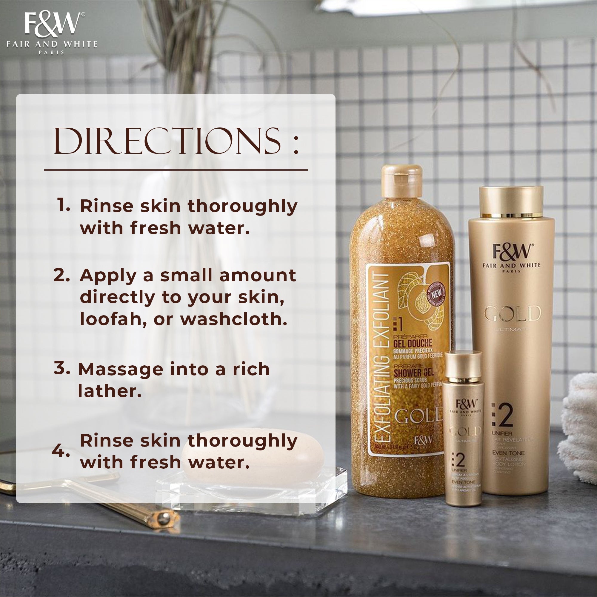Fair And White Gold Exfoliating Shower Gel Precious Scrub- 940 ml