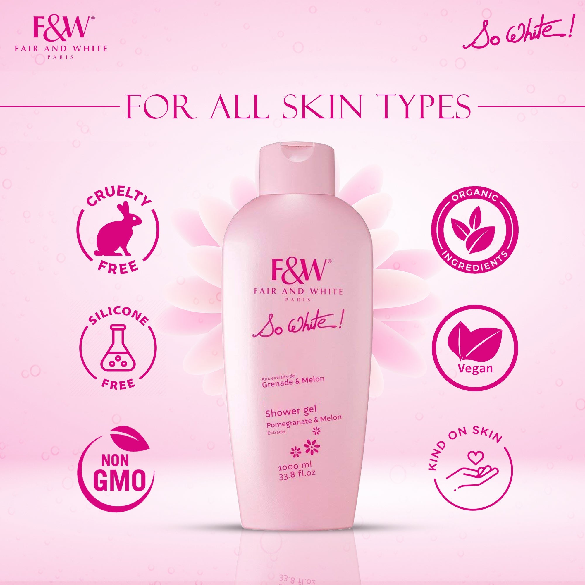 Fair And White So White Brightening Shower Gel 1000ml / 33.8 fl oz